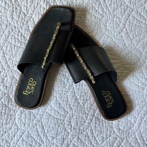 Franco Sarto Black Leather Slides